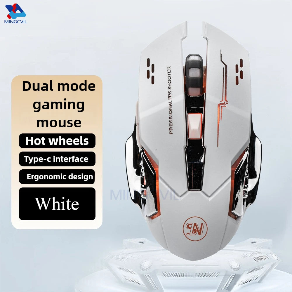 Gaming Computer Mouse #6 - Rechargeable, Wireless, Bluetooth, USB Mechanical Option, E-Sports, Backlight