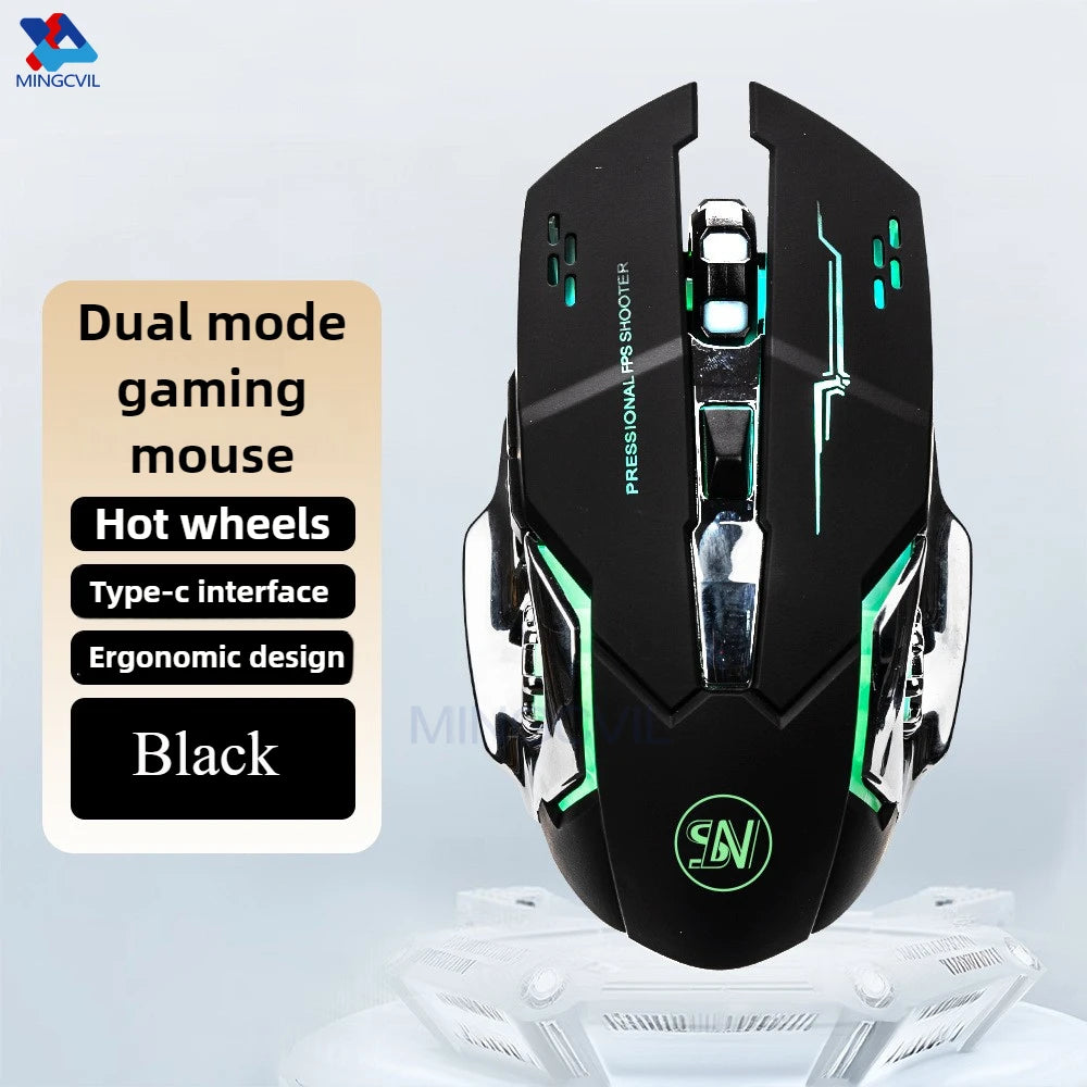 Gaming Computer Mouse #6 - Rechargeable, Wireless, Bluetooth, USB Mechanical Option, E-Sports, Backlight