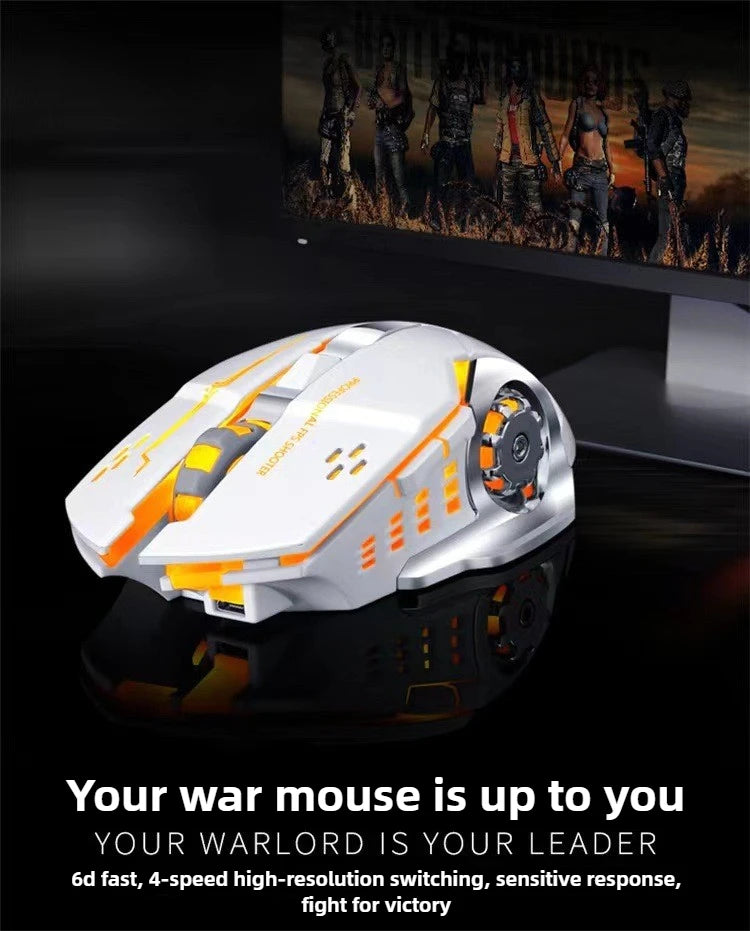 Gaming Computer Mouse #6 - Rechargeable, Wireless, Bluetooth, USB Mechanical Option, E-Sports, Backlight