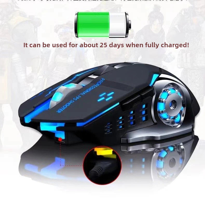 Gaming Computer Mouse #6 - Rechargeable, Wireless, Bluetooth, USB Mechanical Option, E-Sports, Backlight