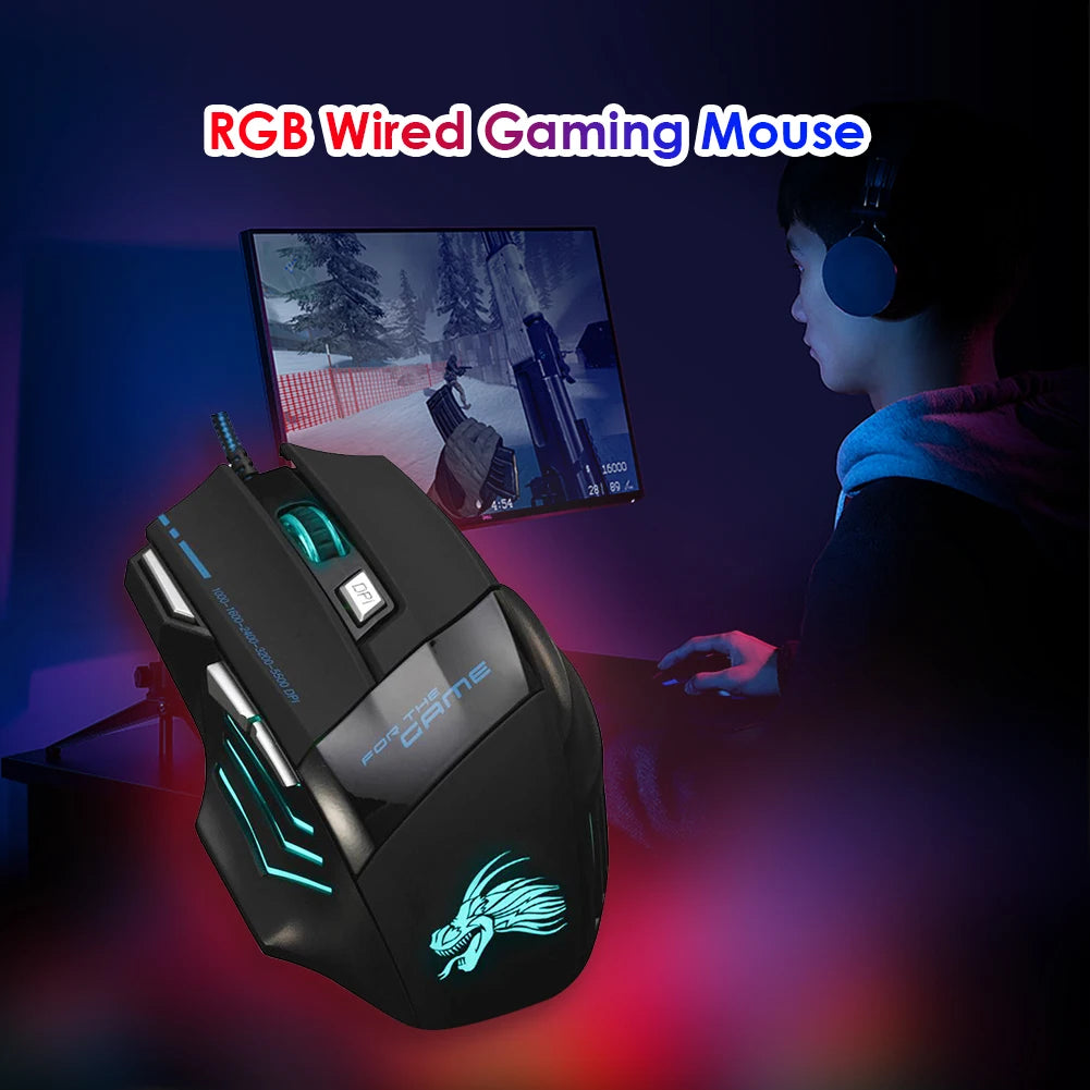 Gaming Computer Mouse #3 - 7 Button, Backlit Ergonomic, Backlight Adjustable, for PC Laptop or Desktop