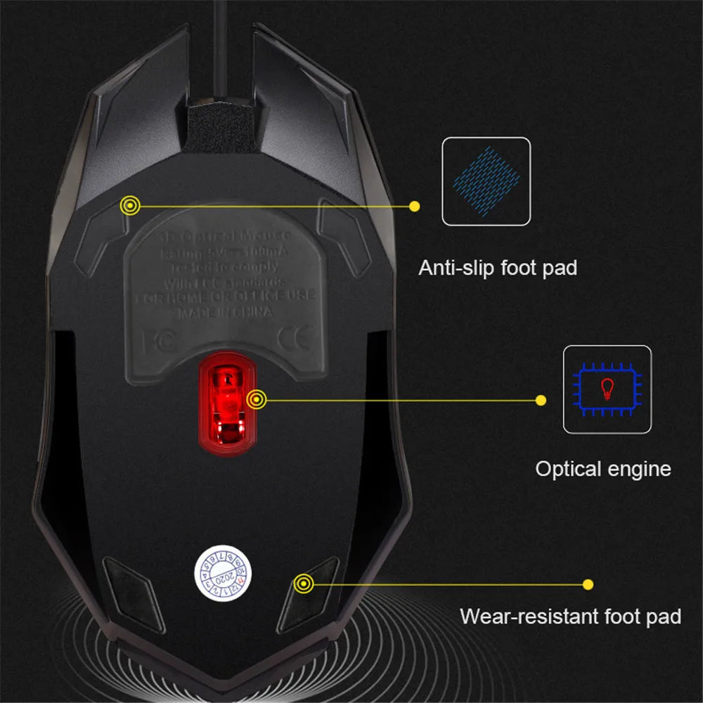 Gaming Computer Mouse #5 - 5500 DPI, 3 Buttons, Backlit, Professional Gamer, Ergonomic, For PC or Laptop