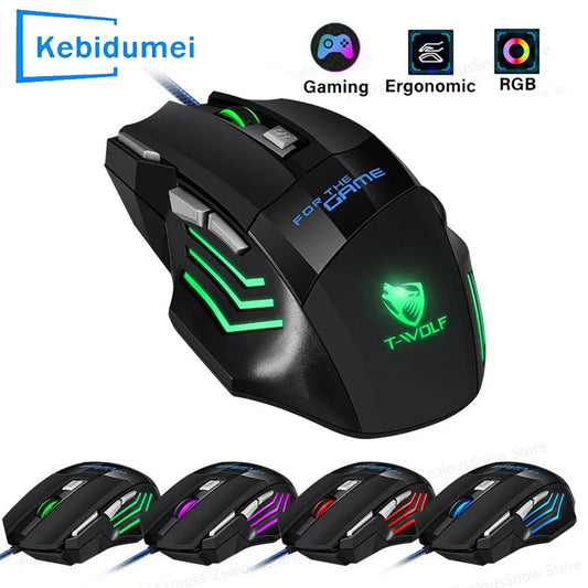 Gaming Computer Mouse #8 - USB Wired, 7 Button, Backlit Ergonomic, Backlight Adjustable